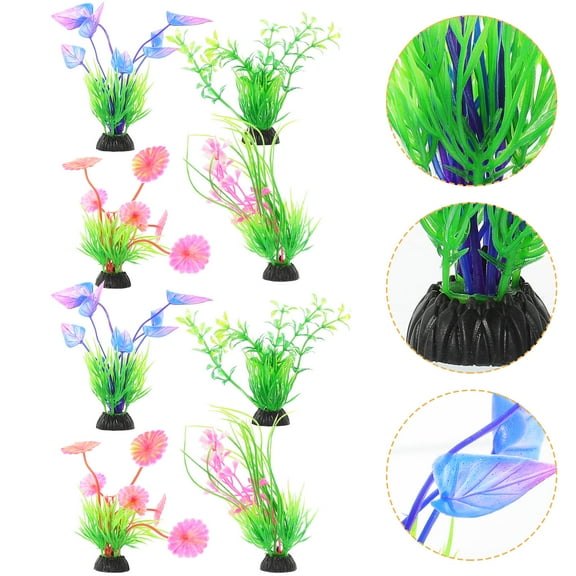 TABLZONE 12pcs Aquarium Decor Small PVC Fish Tank Decor Plants Simulated Flower Bouquet Office Table Decoration