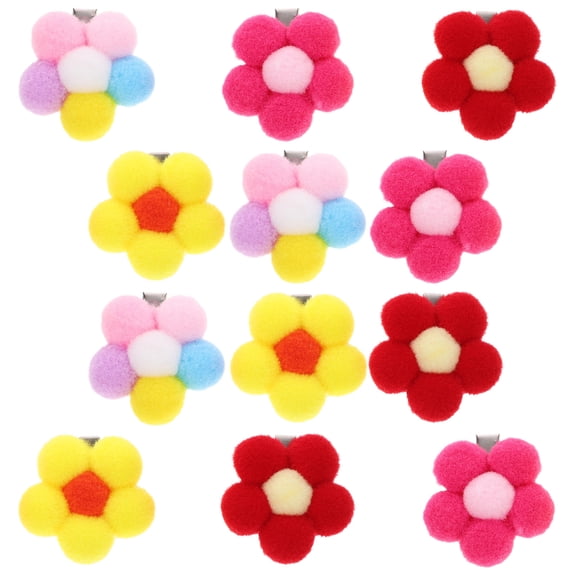 TABLZONE Stylish Pom Pom Barrettes - Multi-Color, Secure Hold, Suitable for Various Occasions, 12Pcs