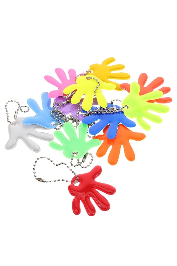 Reflective Hand-Shaped Keychains PVC for Enhanced Night Visibility, 12-Pack Vibrant Safety Accessories
