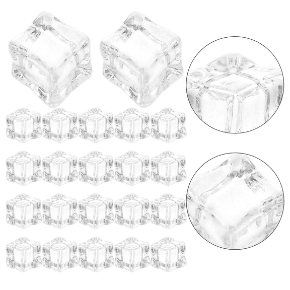 TABLZONE 130Pcs Realistic Touch Acrylic Artificial Ice Cubes for Photography and Kitchen Table Decor