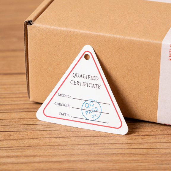 TABLZONE 1500Pcs Writable Triangle Product Qualification Tag with Water Resistant Coating for Business