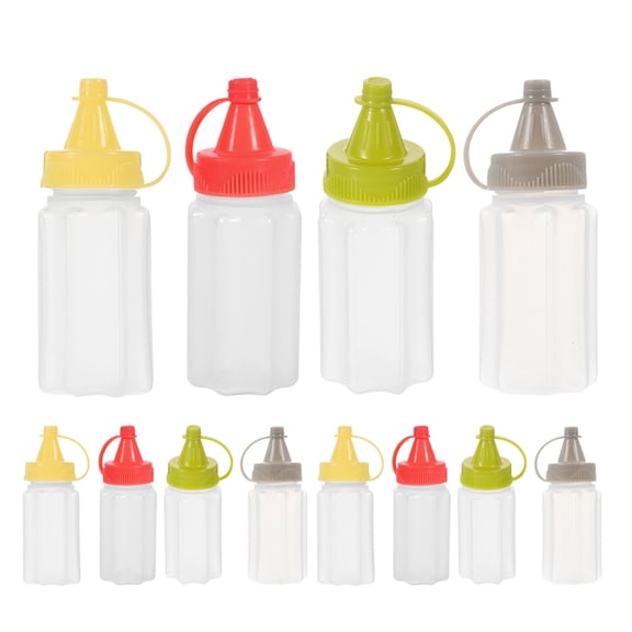 TABLZONE Assorted Color Plastic Squeeze Bottles for Condiments and Sauces 16Pcs