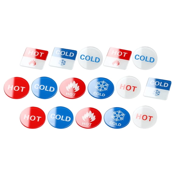 TABLZONE 16pcs Hot and Cold Sink Labels, Round Acrylic Stickers in Assorted Colors for Kitchen and Bathroom Use