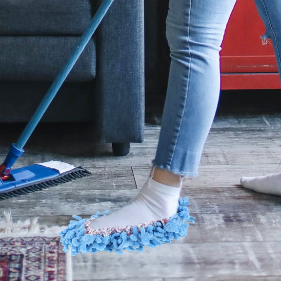 TABLZONE 1Pack Shoe Mops for Floor Cleaning Chenille Blue for Adults and Kids at Home
