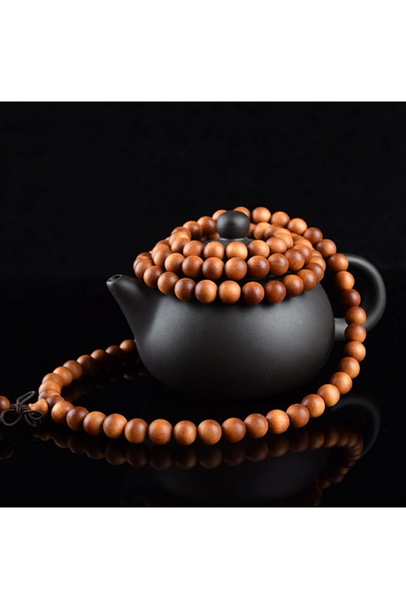 1-Pack Brown Wood Bead Bracelet for Women, Simple Fashion Jewelry Accessory for Parties and Everyday Wear