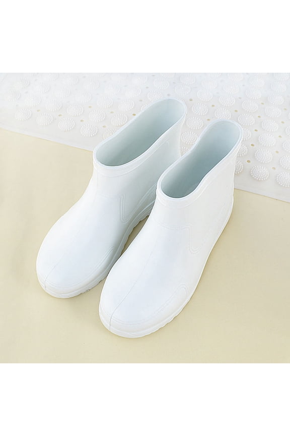 1Pair Alkali Resistant Boots with Concave Convex Sole for Stable Safe Walk in Wet Conditions White