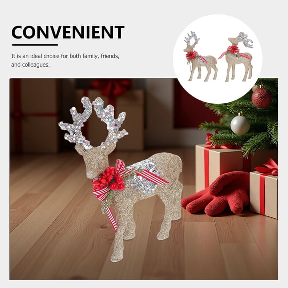TABLZONE 1Pair Elegant Golden Reindeer Statue with Stable Standing Feature for Christmas Table Display