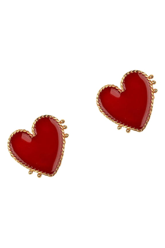1 Pair Valentine Earrings for Women Fashion Heart Jewelry Red