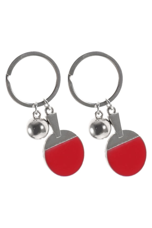 1 Pair Key Ring Pendant Keychain Table Tennis Shape Zinc Alloy for Family and Colleagues