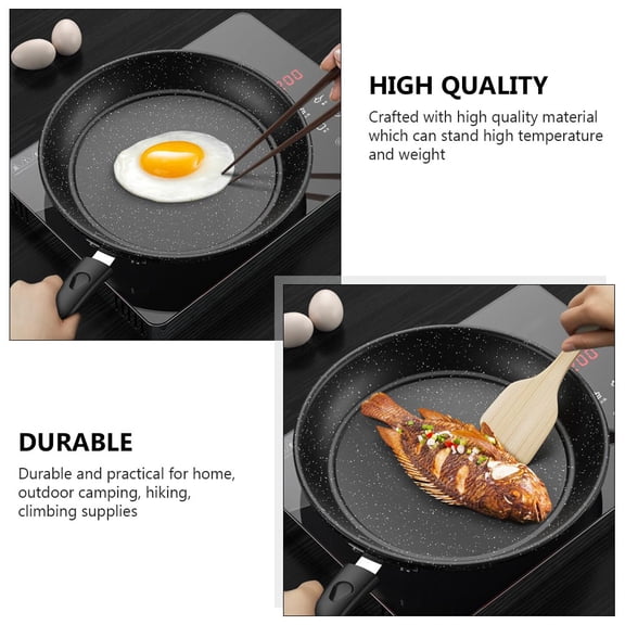 TABLZONE 1Pc Black Rounded Frying Pan with Six Layer Casting and Flat Composite Bottom