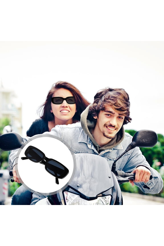E 1Pc Black Square Sunglasses Unisex Eye Shades Stylish Frame for Travel Use