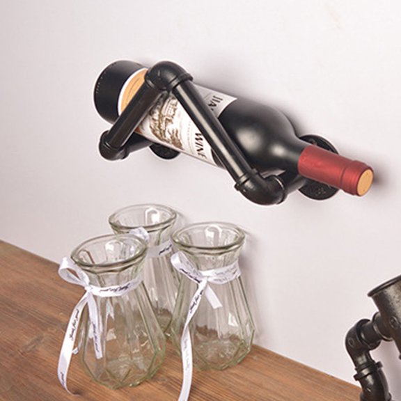 TABLZONE 1Pc Black Storage Rack for Red Wine with Rustic Industrial Charm