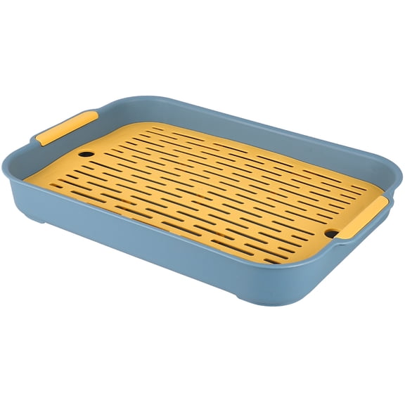 TABLZONE Blue PP Dishes Drain Board with Double Layer Design for Kitchen 1Pc
