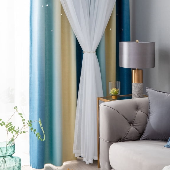 TABLZONE Blue Window Curtain for Home, Decorative and Sunlight Blocking