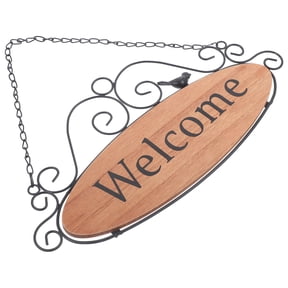 TABLZONE 1Pc Brown Welcome Sign Door Hanger Decorative Hanging Board for Front Door Decor