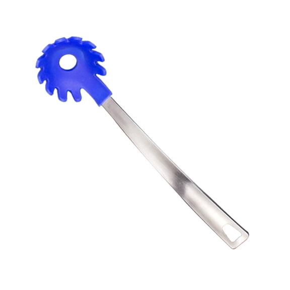 TABLZONE 1Pc Cooking Utensils Blue Silicone Spaghetti Spoon with Long Handle and Hanging Loop