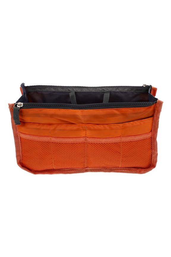 Orange Nylon Clutch Liner with Breathable Design, Cosmetic Bag Organizer for Makeup Storage