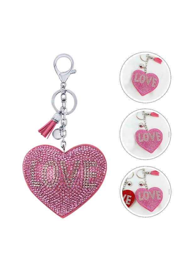 E 1Pc Durable Pink Key Pendant Heart Shape Key Ring with Creative Love Design