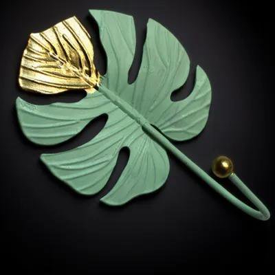 TABLZONE Green Leaf Wall Hook 1Pc Decorative Iron Hanger for Home, Bedroom, Living Room Organization