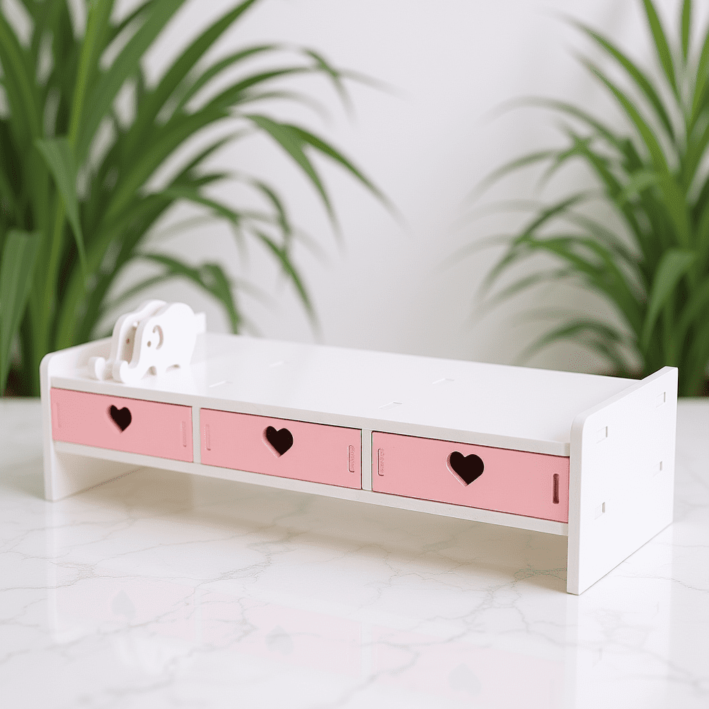 Display Riser Stand TABLZONE 1Pc Home Use Pink Monitor Riser Stand with Drawer for ...