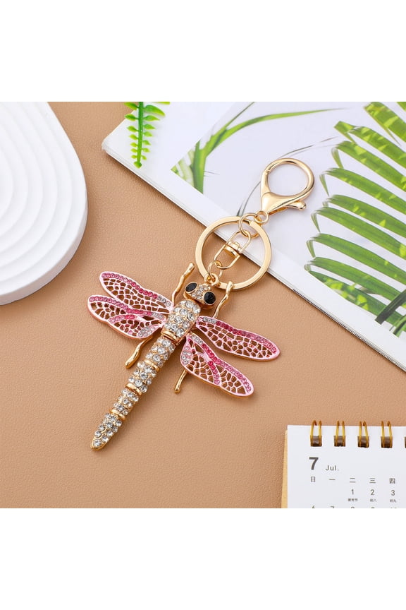 1Pc Dragonfly Design Key Chain with Multi Color Gradient for Decorative Use