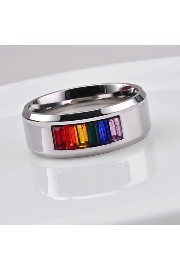 1Pc Pride Ring Finger Decoration Titanium Steel Round Stylish Design for Couples