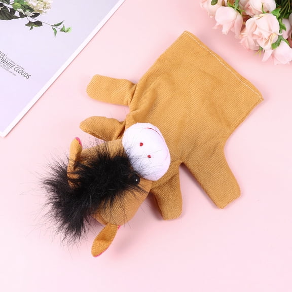TABLZONE 1Pc Plush Hand Puppet Brown Five Finger Glove for Imaginative Story Prop Use