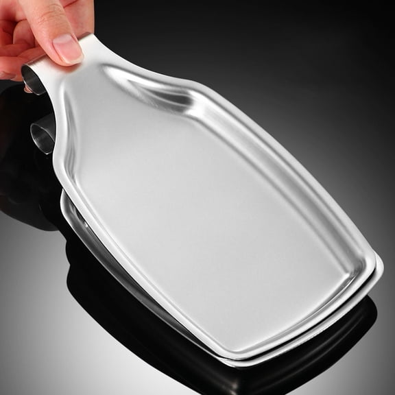 TABLZONE 1Pc Stainless Steel Spoon Storage Tray Heat Resistant Kitchenware Holder Plated Silver