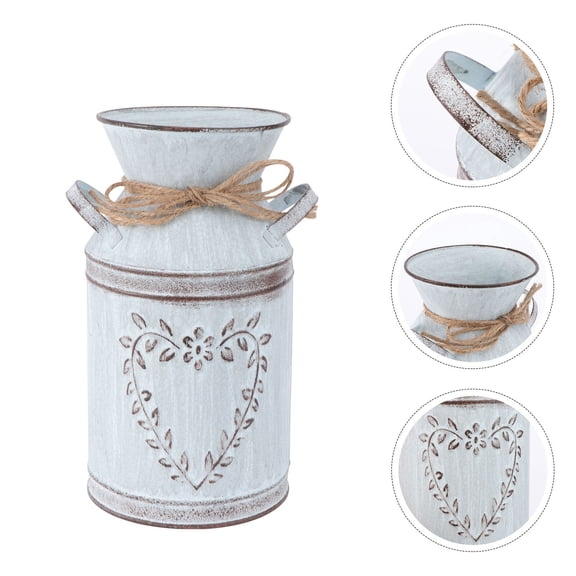 TABLZONE 1Pc Silver Iron Heart Pattern Flower Pot Durable Plant Holder for Home Decor and Garden Display