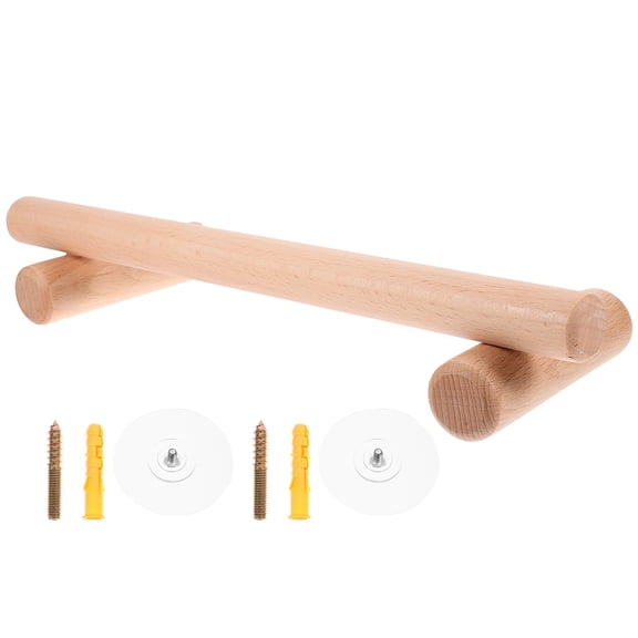 TABLZONE Wooden Single Bar Towel Rack Wall Mount, No Punch Installation, Bath Organizer in Khaki, Easy to Install, 1 Piece