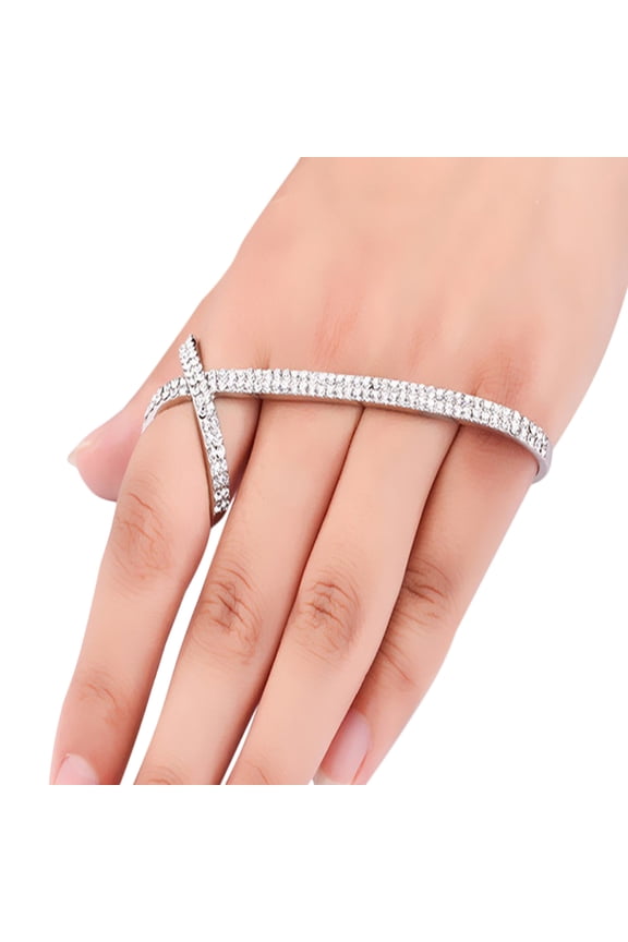 1Pc Unique Flower Design Palm Ring Multiple Finger Ring Hand Bracelet for Decoration Use