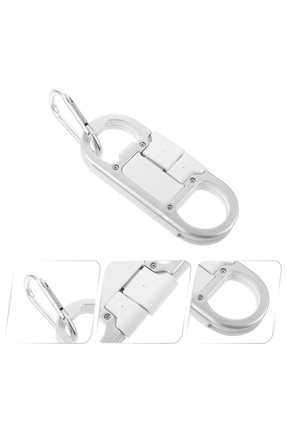 1Pc White Key Chain with USB Data Cable and Bottle Opener for Convenient Carry