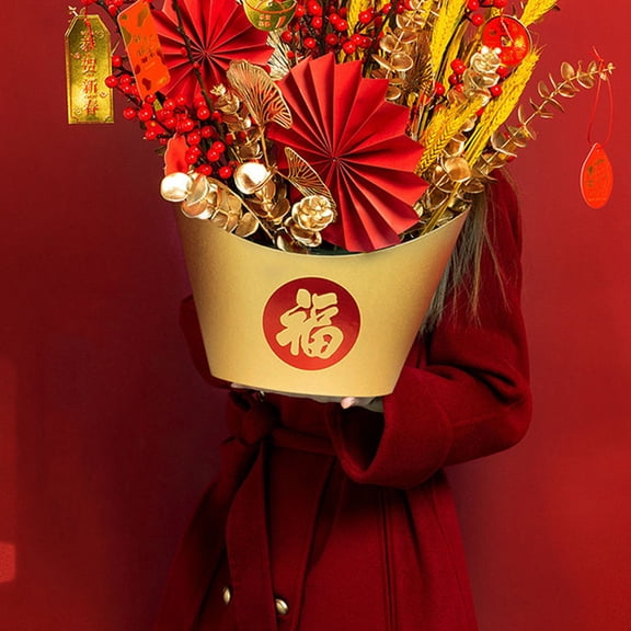 TABLZONE Style Flower Holder for New Year Decorations, Paper and Foam Material, Single Piece