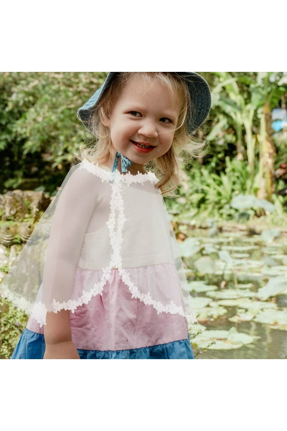 White Gauze Cape for Girls Lightweight Breathable Shawl Perfect for Spring Summer Weddings and Parties