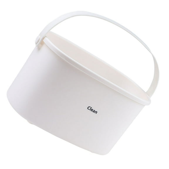 TABLZONE 1Pc White Plastic Bathroom Storage Basket Portable Shower Container with Hollow Design