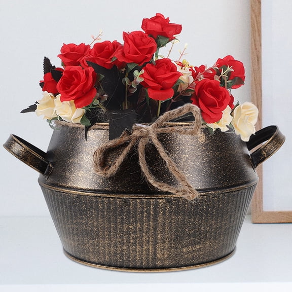 TABLZONE 1Pcs Simple Decorative Iron Pot Flower Pot for Garden Ornament