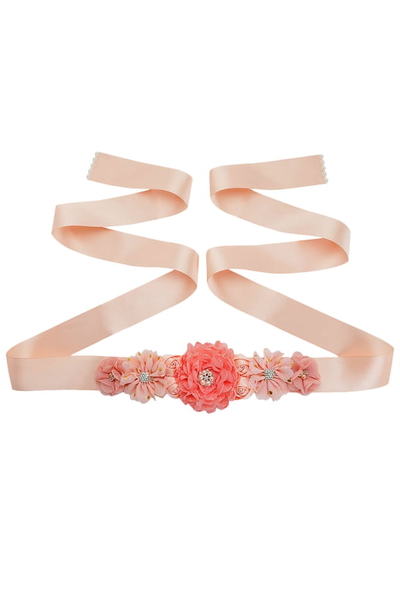 1Pcs Flower Waist Belt for Women Rhinestone Simple Design Dress Accessory