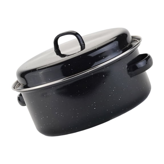 TABLZONE 1Set Covered Round Roaster Black Nonstick Pot for Roasting Sweet Potatoes and Corn At Home