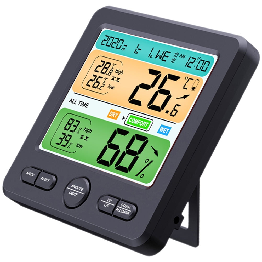 TABLZONE Digital Temperature & Humidity Meter Hygrometer, , Compact Black Design, Accurate Indoor Climate Monitor, 1 Set