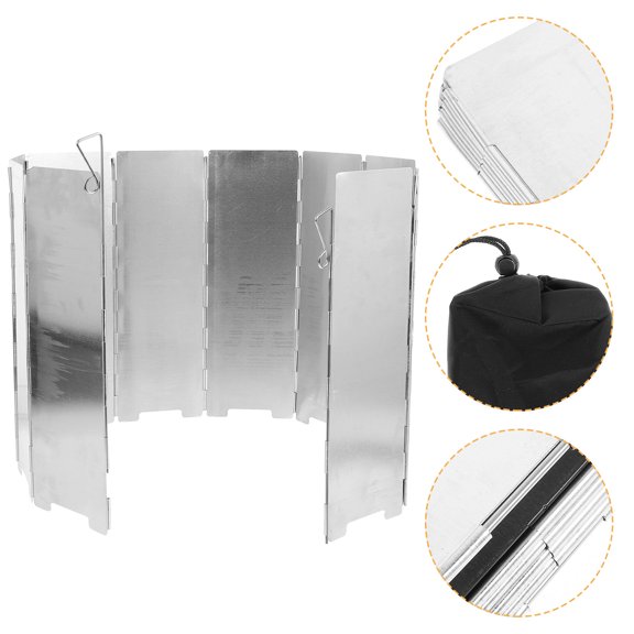TABLZONE 1Set Foldable Plated Silver Camping Windscreen Durable Windproof Burner Shield