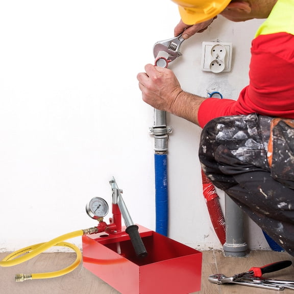 TABLZONE Copper Pressure Test Pump with Large Dial Red for Hydraulic Testing