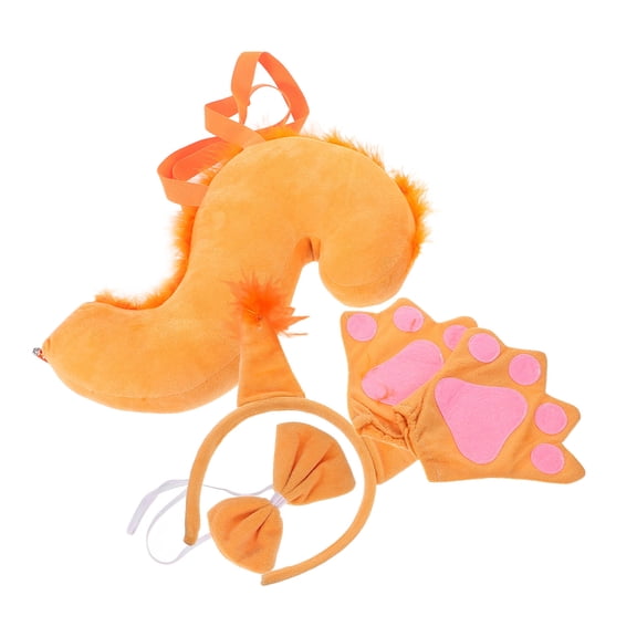 TABLZONE 1Set Lightweight Orange Squirrel Costume Set with Bowtie Tail and Ear Headband for Costume Parties