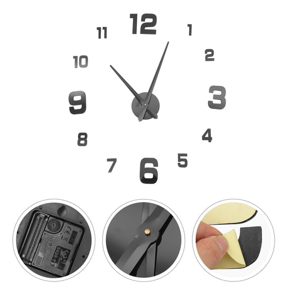 TABLZONE Wall Clock Decorative Modern Wall Clock Black Metal 1 Set