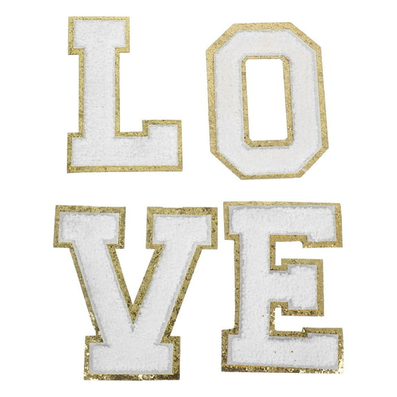 TABLZONE White Chenille Alphabet Iron-On Patches with Edged Design for Clothing and Craft Projects, 1 Set