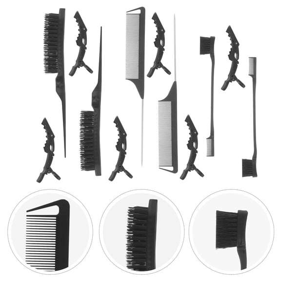 TABLZONE 1Set Detangling Comb and Edges Brush Dual Sided for Natural Black Hair Styling Black