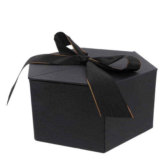 TABLZONE 1Pc Unique Hexagon Wedding Present Box Black Paper Material Stylish Container