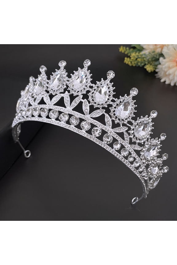 1Set Wedding Tiara Jewelry Set with Necklace and Earrings for Bride