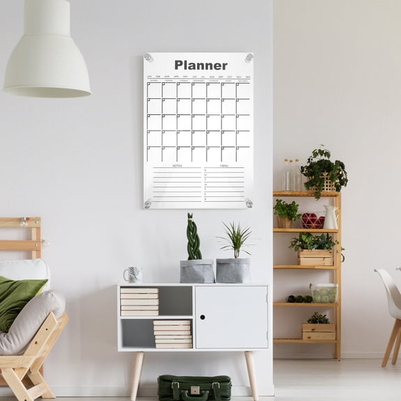 TABLZONE 1Set White Acrylic Wall Calendar Reusable Clear Message Board for Home