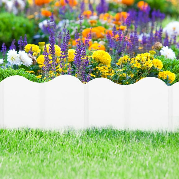 TABLZONE 1Set Flexible White Plastic Garden Fence with Interlocking Slot Design for Garden Decoration