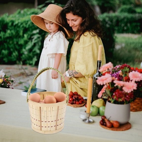 TABLZONE Hand Woven Bamboo Basket Fruit Storage Outdoor Activities 1Set